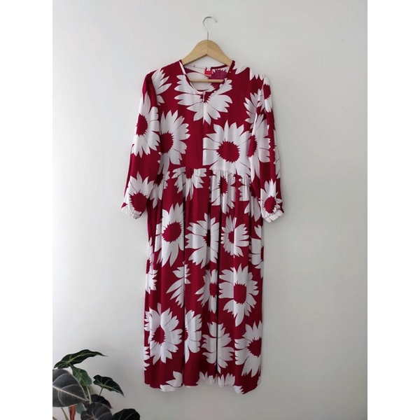 MIDI DRESS RAYON/MIDI DRESS MOTIF BUNGA/COD/M-XXL/DRESS KEKINIAN/TUNIK VIRAL/TUNIK RAYON/DRESS