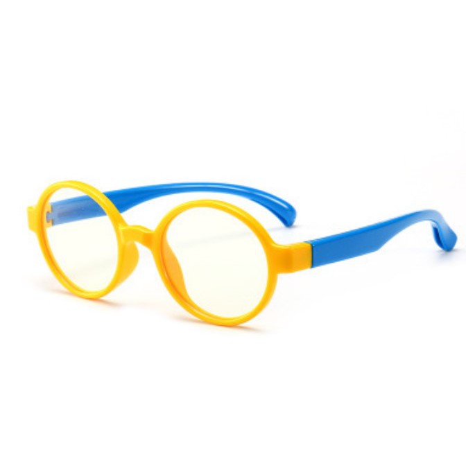 Kacamata Anak Anti Radiasi HP Blue Ray Original Bulat Lentur Lensa Kacamata Perempuan Laki Laki Ori-5. Kuning Biru