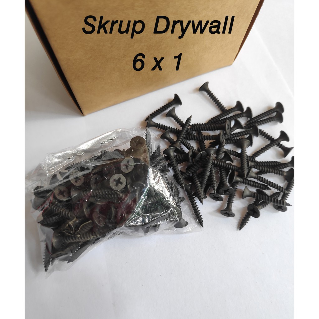 Skrup Hitam Gypsum 6x1&quot; (100 pcs) / Sekrup Drywall Gipsun 2,5 cm