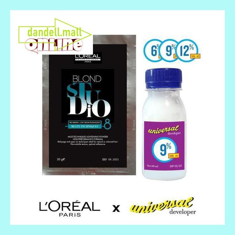 Rr70Stgs Bleaching Rambut Loreal Blond Studio Bleach Powder + Developer - Hanya Bubuk 4Drr80Ss
