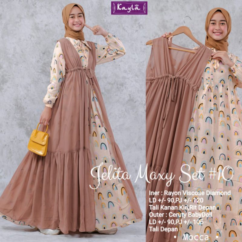 Baju Gamis Anak Perempuan Remaja Tanggung Rayon Viscose Diamond Mix Cerruti Babydoll Motif  Pelangi 