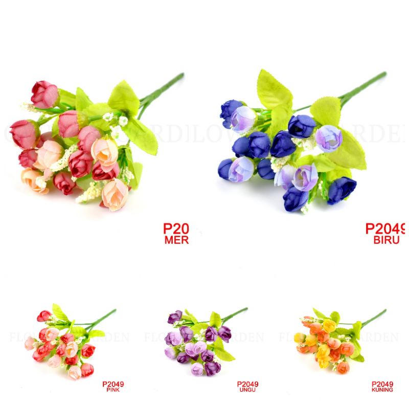 bunga artificial peony kelopak kuncup kecil