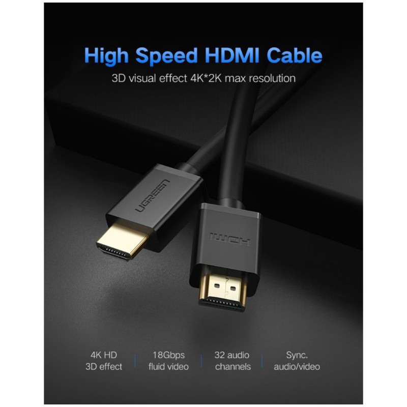 Ugreen Kabel Hdmi Male to Hdmi Male 4K 3D Ultra HD V1.4 High Speed Original