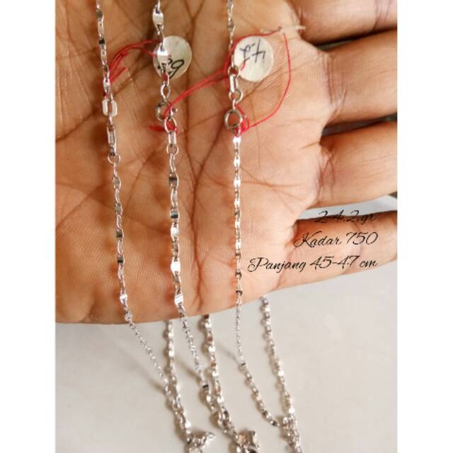 Kalung emas putih kadar 750