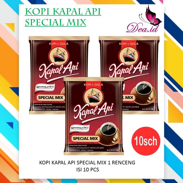 [DEASTORE] KOPI KAPAL API MIX KOPI + GULA SACHET RENCENGAN 25 GR x 10 PCS