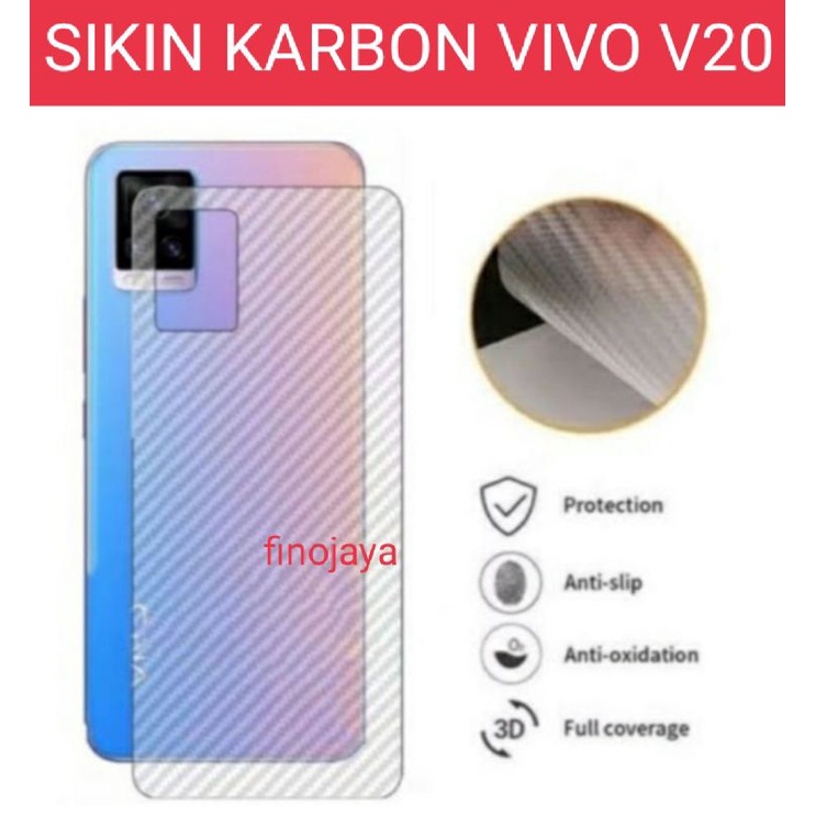 Skin Garskin Carbon Vivo V20 Anti Jamur Belakang Transparan