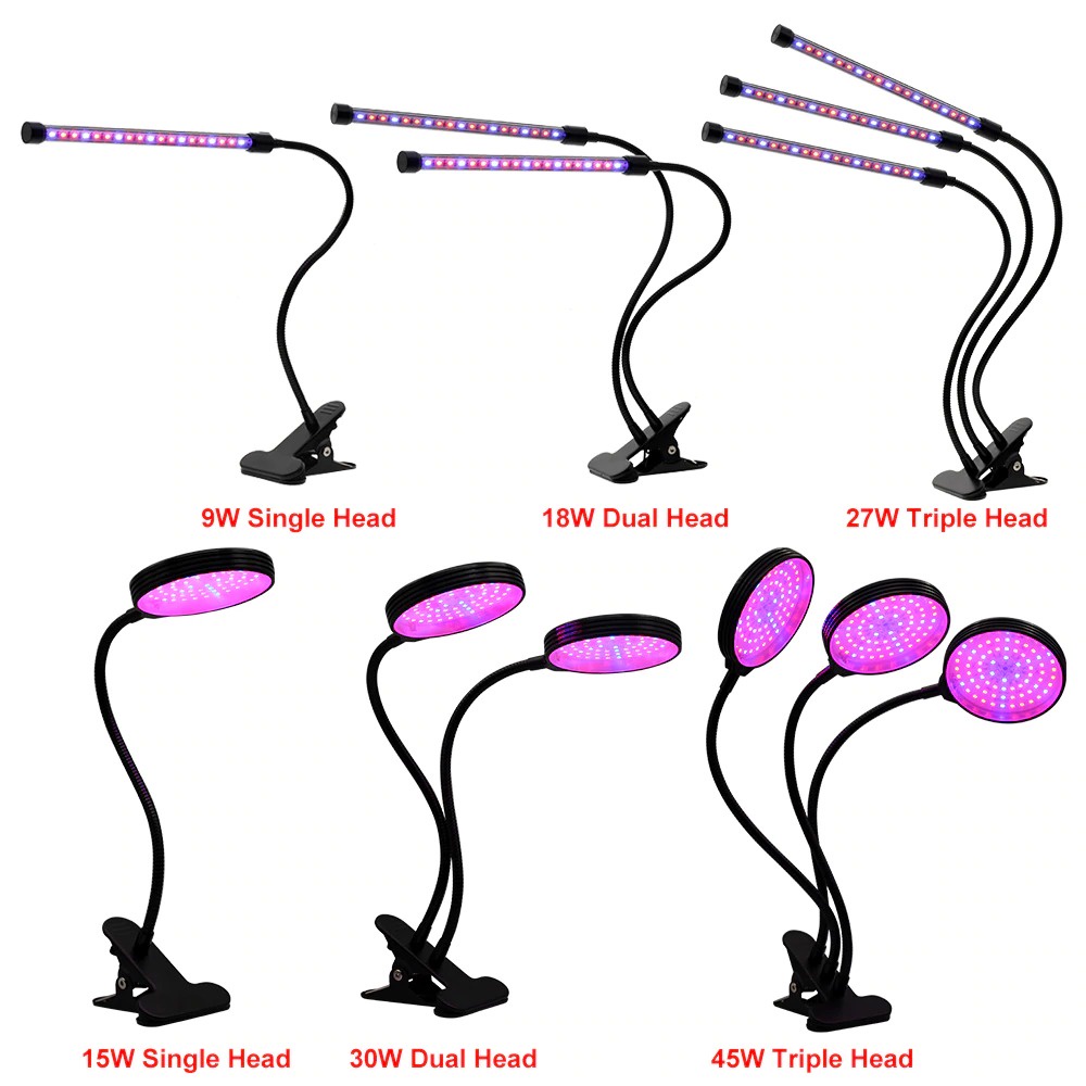 Lampu LED Strip Tanaman Phytolamp Fitolamp Grow Full Spectrum Timer 3 Kepala 45W - GL35 - ONLL01BK Black