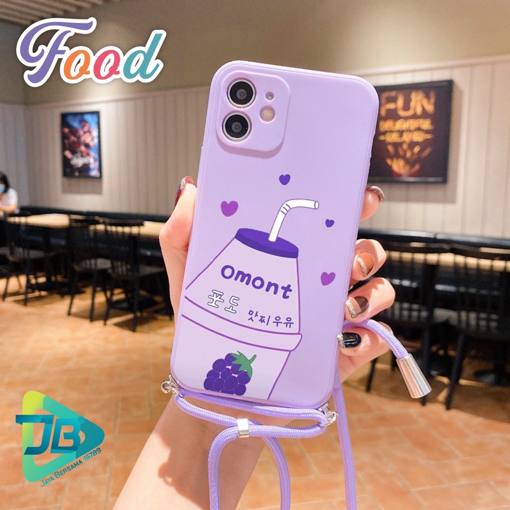 SOFTCASE SILIKON SLINGCASE TALI LANYARD STRAP PHONE MACARON PELINDUNG KAMERA FOOD OPPO VIVO SAMSUNG XIAOMI REALME IPHONE ALL TYPE JB5409