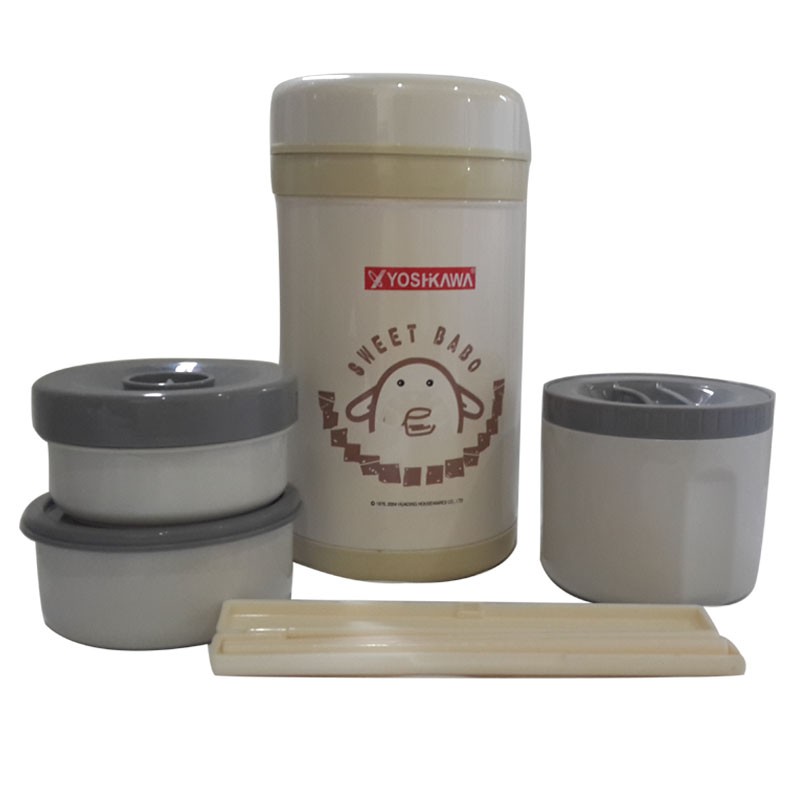 CUCI GUDANG  Yoshikawa Lunch Box 1 liter DO100 - Krem