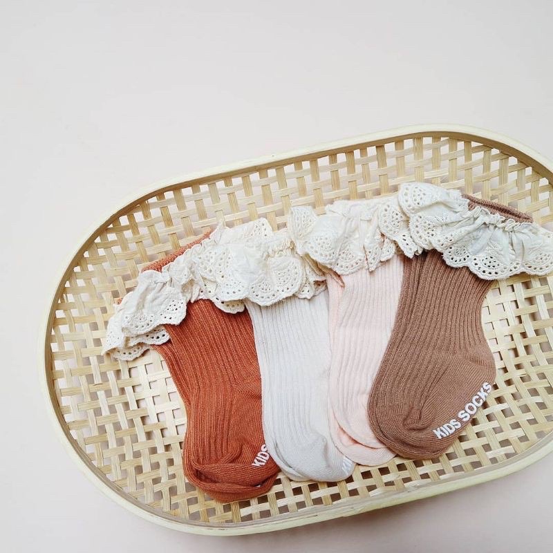 Kaos Kaki Panjang Renda Anak Bayi Perempuan Newborn Baby Socks Kaus Kaki Renda Anak Perempuan Cewek 1 2 Tahun Korea Lucu Antislip