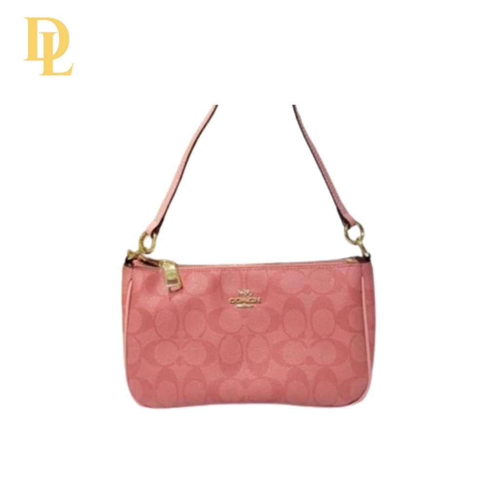 Coach Top Handle Pouch In Signature Canvas - Candy Pink (58321)