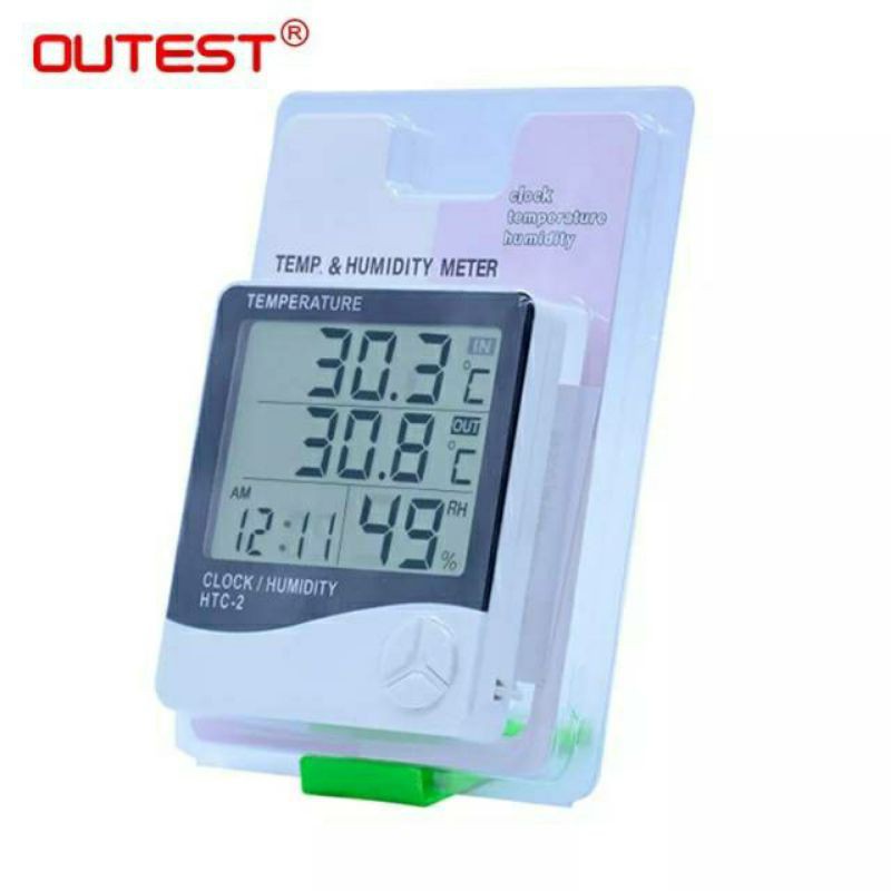 Digital LCD wall clock HTC termometer jam meja digital clock humidity meter HTC1