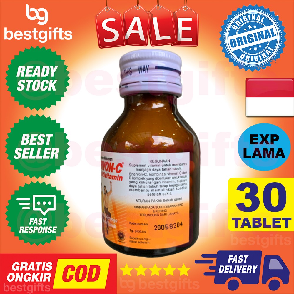 ENERVON C MULTIVITAMIN VITAMIN VIT C IMUN IMUNITAS METABOLISME KEKEBALAN DAYA TAHAN TUBUH 30 TABLET