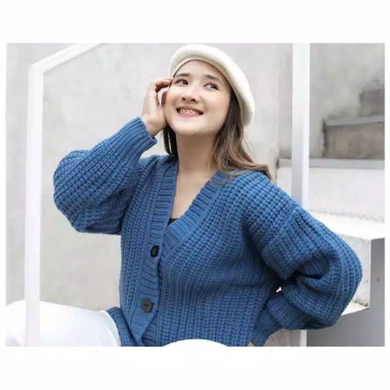 Cardigan Rajut Crop Oversize Premium Nacara Tebal-3
