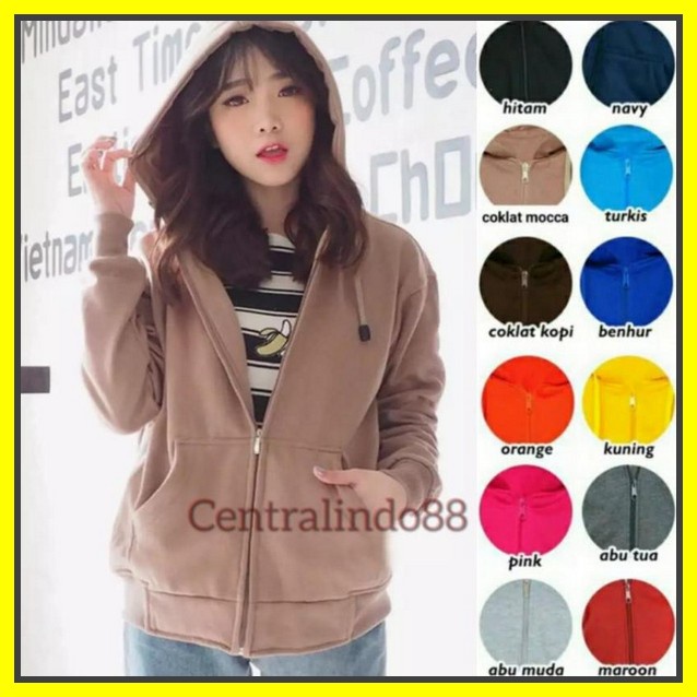 Jaket Jeans Hoodie Wanita+Combinasi/Jaket Jeans Kupruk Wanita DF94 Jaket Hoodie Zipper (Coklat Mocca