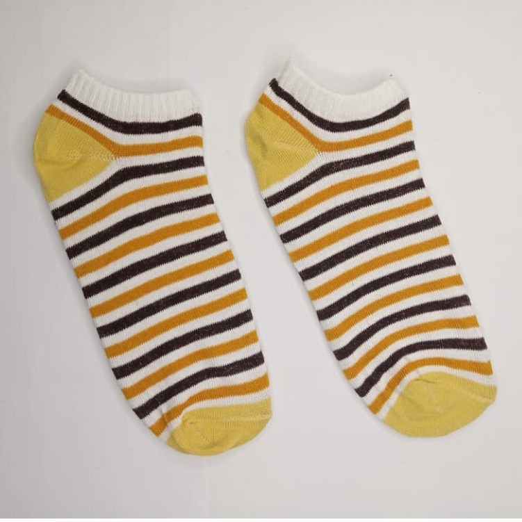 ⭐Gogoland⭐ Kaos Kaki Wanita Fashion Motif Strawberry Bunga Lebah Bee Kotak Biru Navy  Bunga Biru Green Leaf  Polos Pattern Garis Kaoskaki Pendek Korea Sock Import KK001-006-K2 GARIS