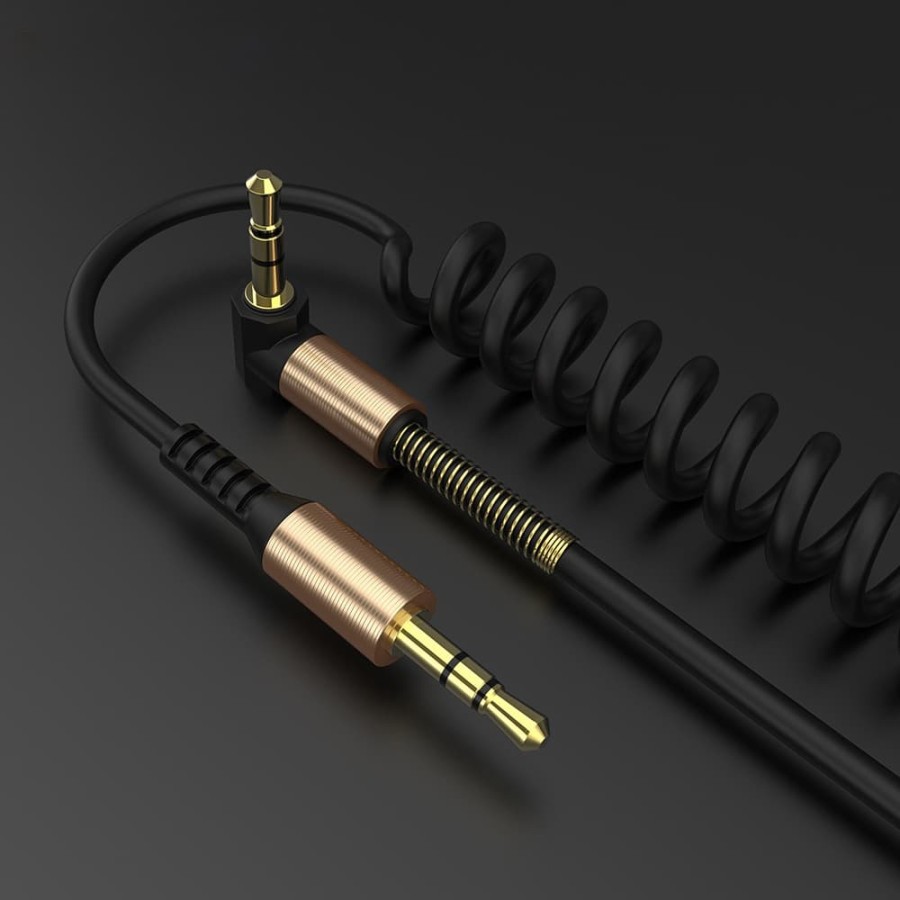 Kabel Audio AUX 3.5mm Spring L Jack 1.5m - ZHY43938 - Black