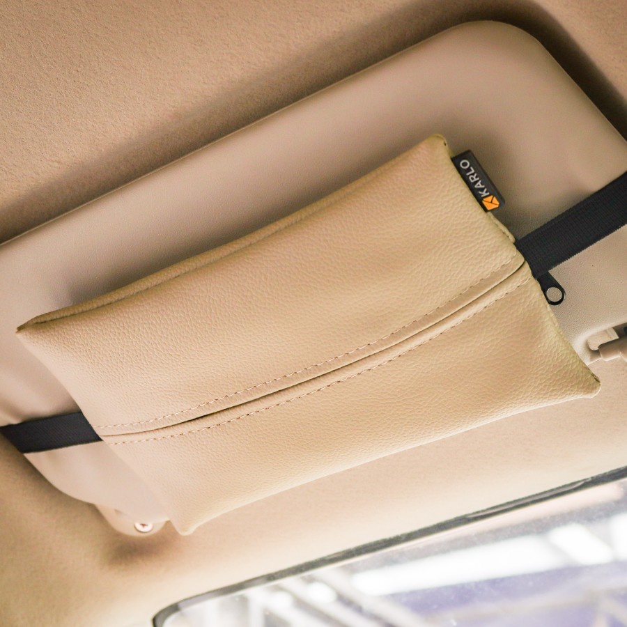 Karlo Tempat Tissue Tisu Mobil Premium Sun Visor Jok Basic Beige Cream