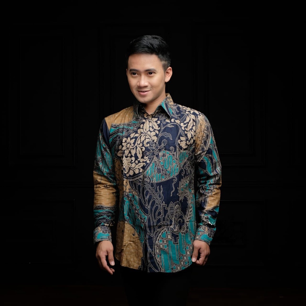 Batik Pria Lengan Panjang BATIK NAKULA HRB026 motif KERATONAN Kode 002 size M L XL XXL Reguler