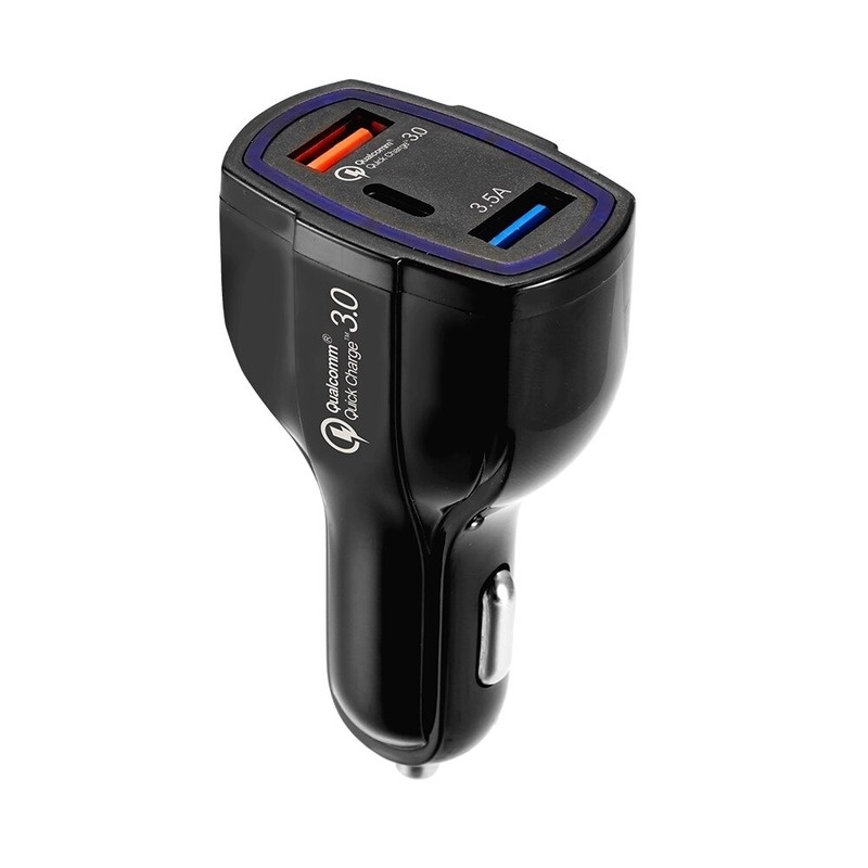 Pengisi daya telepon mobil USB ganda Pengisi daya mobil tipe-c Pengisi daya mobil 3.0 5V 3.5A QC3.0 pengisian cepat Pengisi daya mobil USB