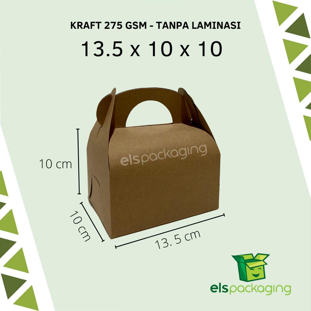 

Dus Kraft Box toples box jinjing box tenteng kotak souvenir box hampers dus snack Gable Box 13.5x10x10