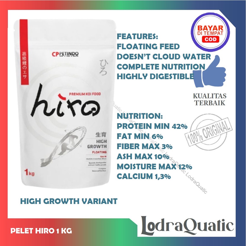 {PELET HIRO 1 KG} PELET HIRO GROWTH HIRO KOI 1 KG HIGH GROWTH COLOUR ENHANCER PELET IKAN KOI PAKAN IKAN KOI MAKANAN IKAN KOI