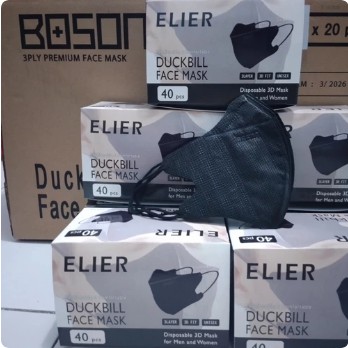 bosson elier masker duckbill premium / duckbill bosson hitam isi 40 pcs dan putih isi 20 pcs