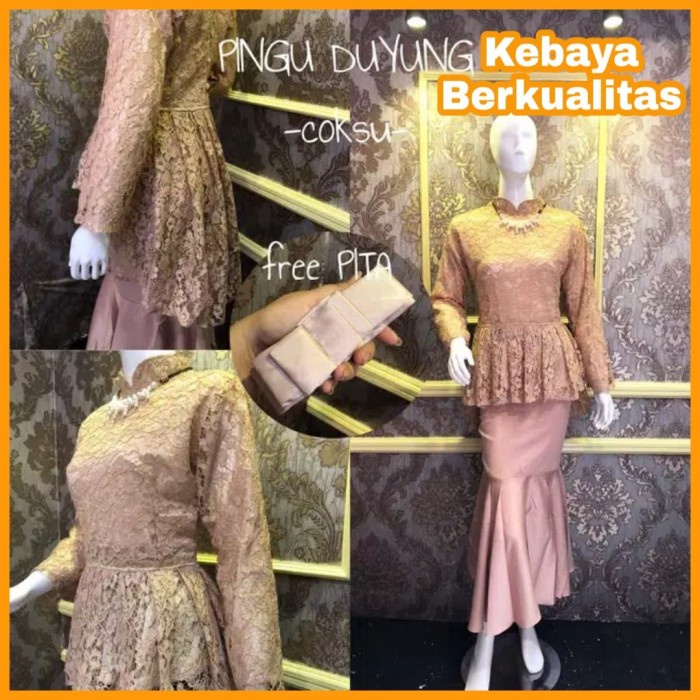 WBS Setelan Kebaya Modern Kebaya Brukat Pinguin Rok Duyung Tunangan Wisuda