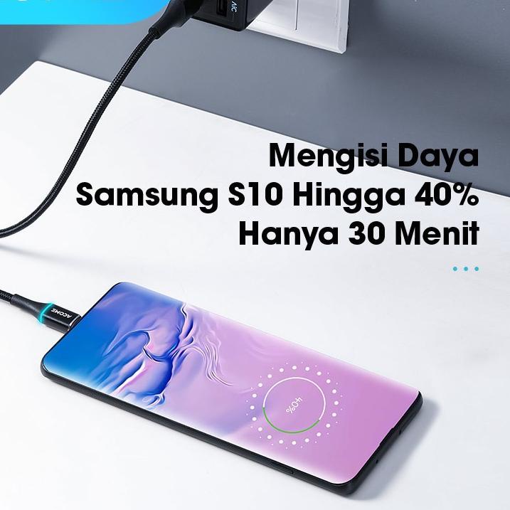 Update ACOME Kabel Data 100cm Colourful LED Fast Charging 2.4A Micro USB 3A Type-C AOM AOC ,
