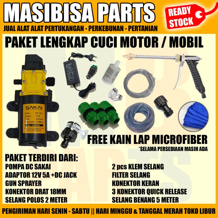 PAKET SET CUCI MOTOR / MOBIL DENGAN GUN SPRAYER + TABUNG SABUN