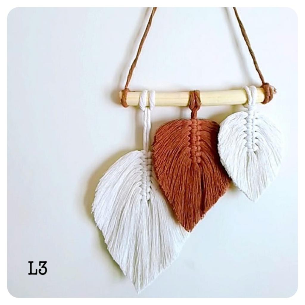 macrame hiasan dinding rajut daun