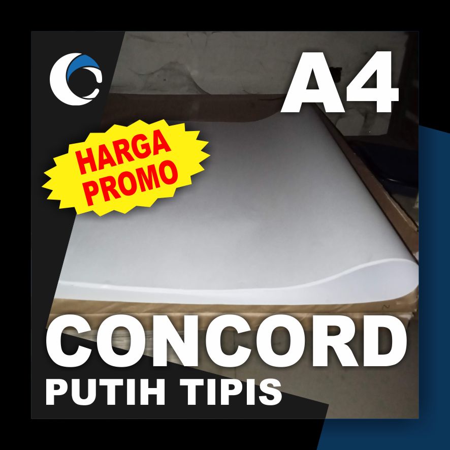 

KERTAS CONCORDE PUTIH TIPIS 90 GSM Uk [ A4 ] 21 cm X 29.7 cm ( 100 LEMBAR )