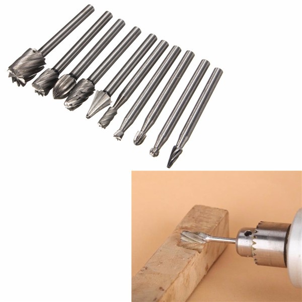 1Set 10pcs Mata Bor Ukir Kayu Mini Grinder Paket Kerajinan Berkualitas