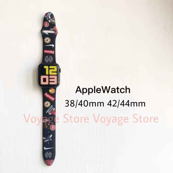 Wearable Strap Rubber Apple Watch 5 4 44Mm 42 40 38 Mm Nba Supreme Nike Karet