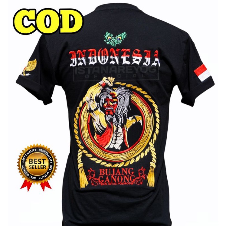 KAOS GANONG BORDIR / KAOS BUJANGGANONG / KAOS BORDIR REOG / KAOS BUDAYA