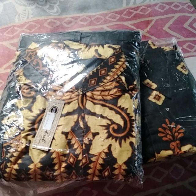 Terlaris Couple Gamis Dress Maxi Cape Kembang Gunungan  Sogan Batik Halus Modern