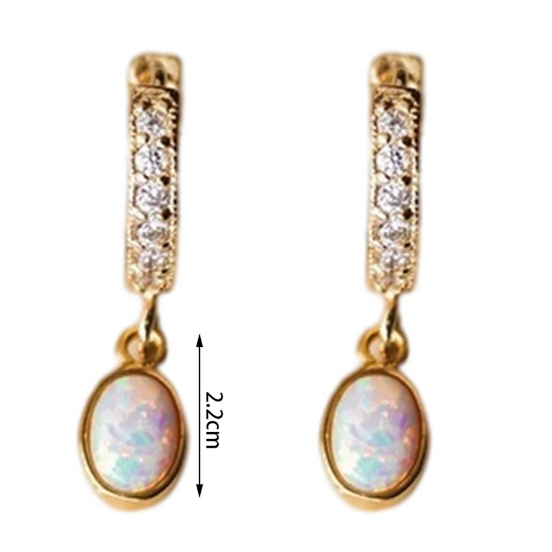 Anting Emas Murni 18K Hias Batu Permata Opal Berlian Untuk Hadiah Valentine