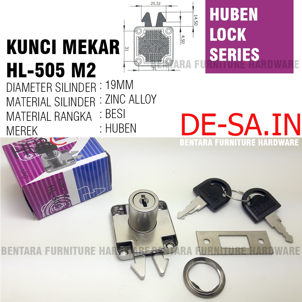 Huben HL-505 M2  Lock Kunci Mekar Pintu Lemari Geser Sliding