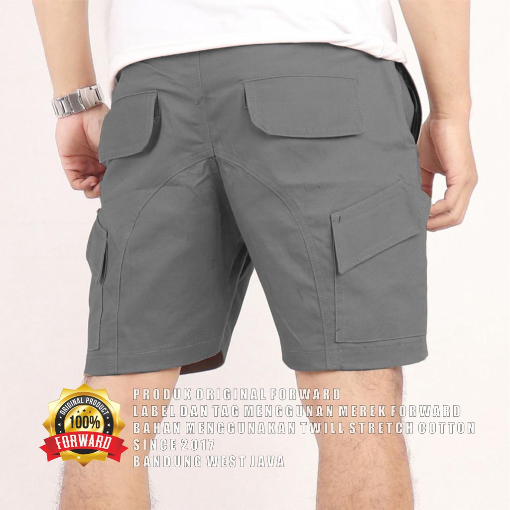 Forward Celana Pendek Cargo Pria Casual Cream Hijau Hitam Abu Chino