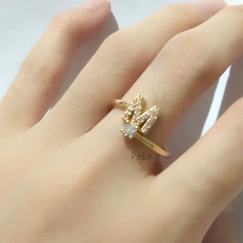 Raka Acc - Cincin Huruf / Abjad / Inisial Berlian Ring Xuping Gold / Emas Perhiasan Wanita