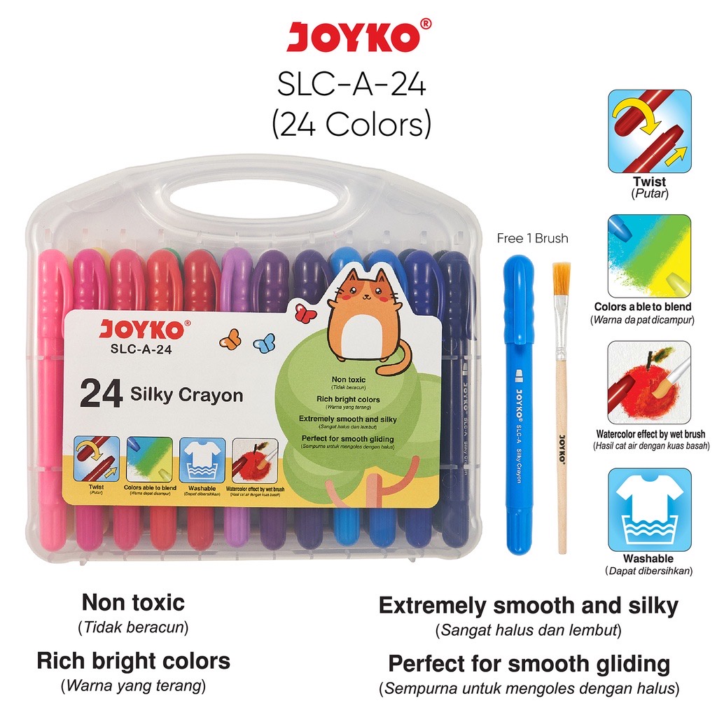 Crayon Putar Joyko Silky SLC-A Silky Crayon Krayon Halus Joyko SLC-A-12 SLC-A-24 Warna Colors