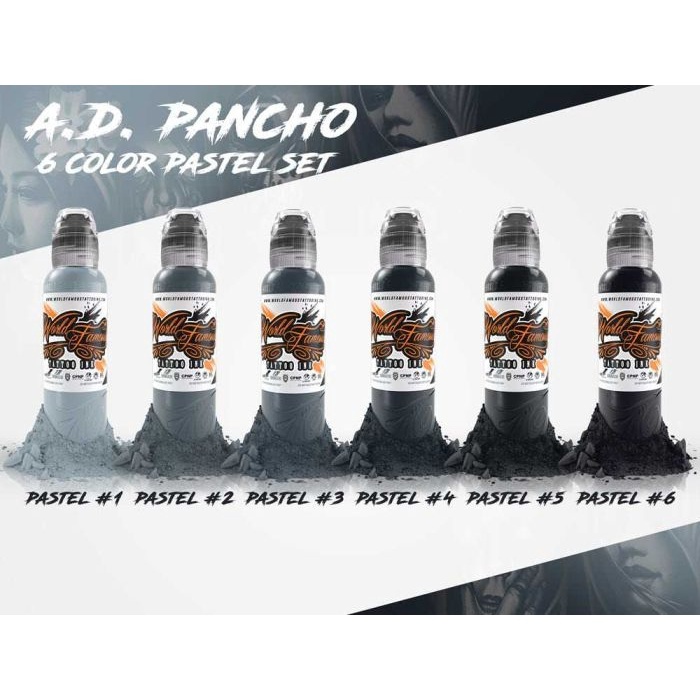 Tinta Tattoo A.D.Pancho Pastel Greys Set — World Famous Tattoo Ink 4oz