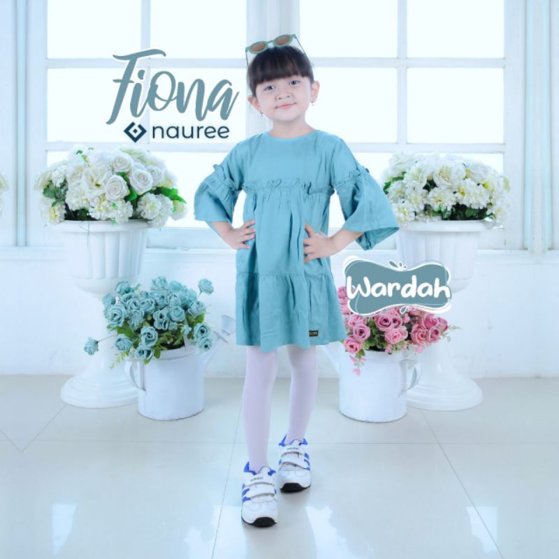 Nauree - Fiona Dress Anak Perempuan Bahan Rayon Twill Warna Wardah Ukuran S M Tidak Menerawang Tekstur Licin Halus Lembut Untuk Umur 1 2 3 4 5 6 Tahun Lengan Panjang Soft Premium Lembut Adem Dingin Nyaman