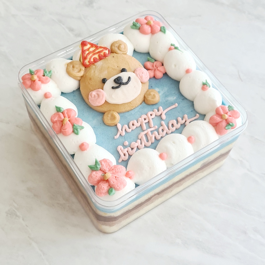 

Korean dessert box / cake box beruang ulang tahun