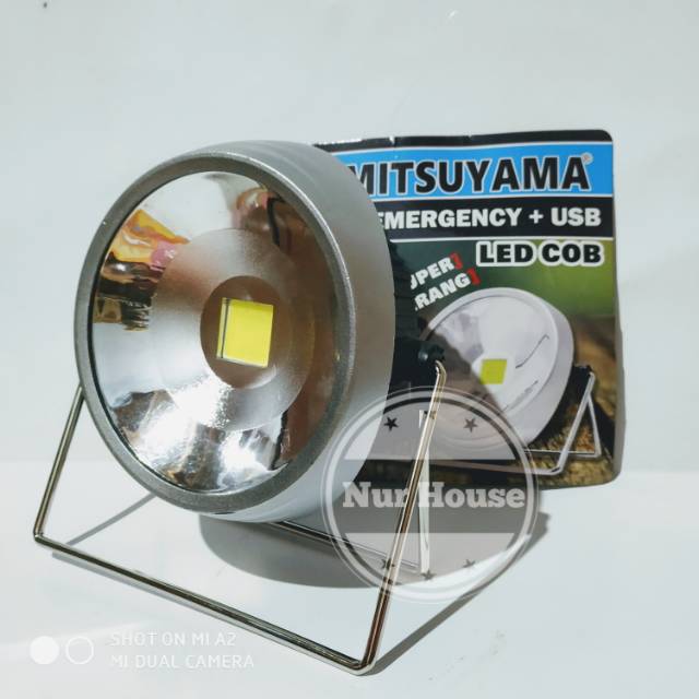 lampu cas emergency led cob tenaga surya dengan usb charger hp mitsuyama