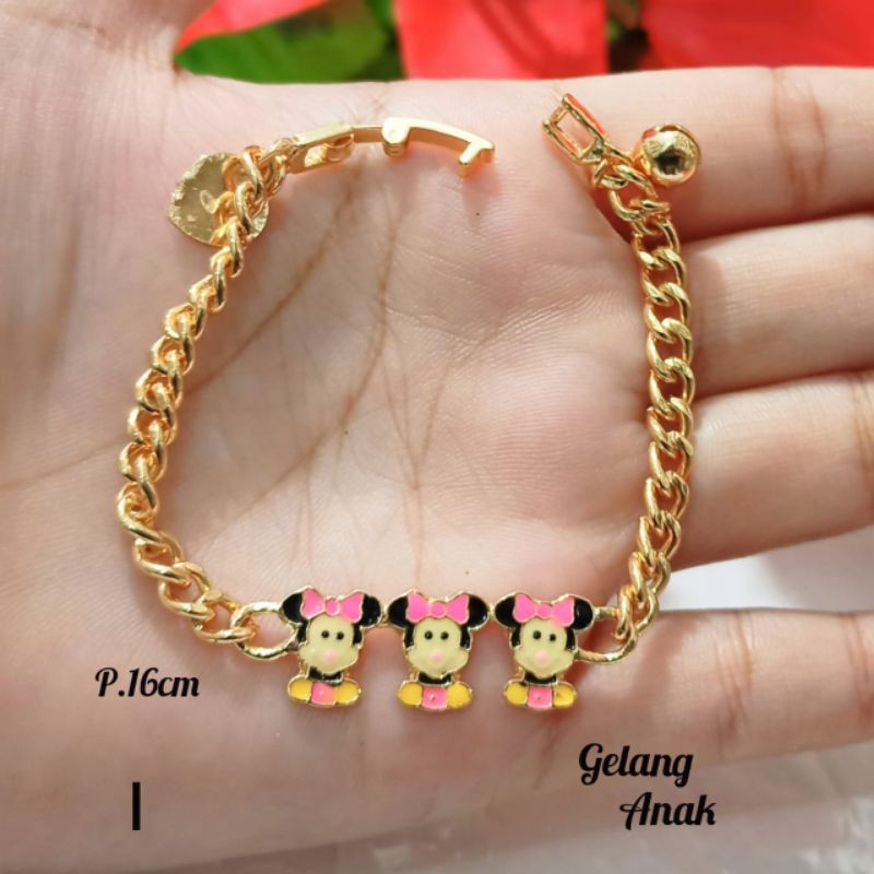 Gelang Anak Rantai Karakter Berbagai motif perhiasan Anak Gold Limited edition (COD)