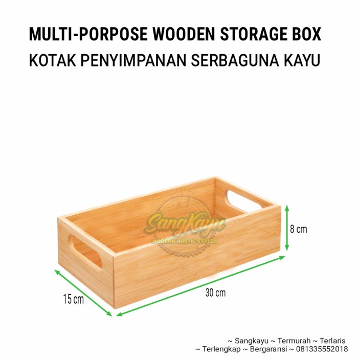 Kotak penyimpanan serbaguna storage box kosmetik kayu nampan tray - KAYU MAHONI