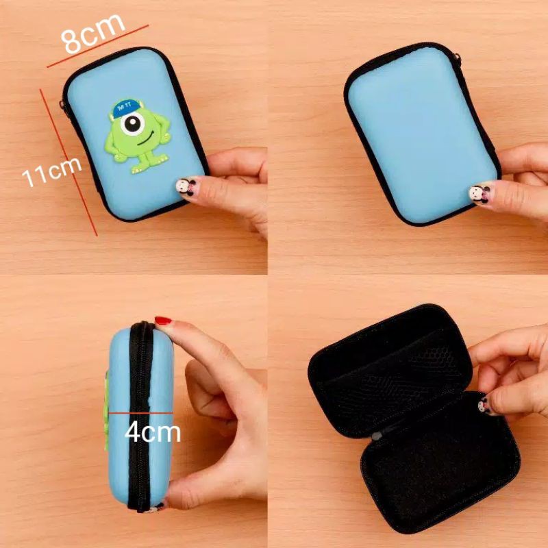 Dompet Koin Resleting Persegi Panjang Bulat / Dompet Kabel Charger / Tempat Kabel / Tempat Headset