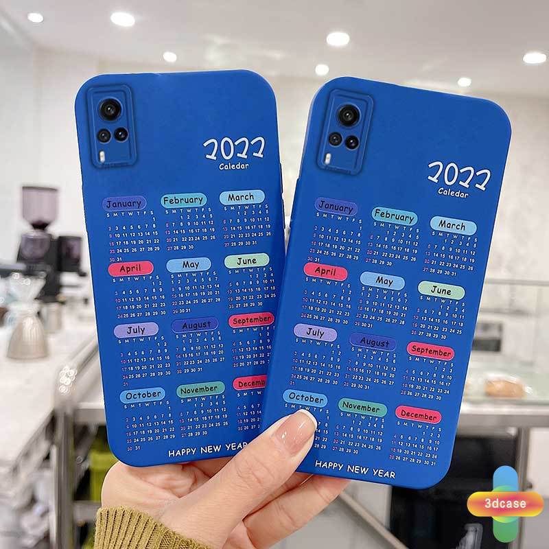 Soft TPU Case Samsung A10S A50 A20S A03S J7 Prime A02S A20 A72 A32 A52 A12 A51 A50S A10 A30S A52S A30 M12 M10 M01S A54 A15 A16 A9 A5 Y12 Y20 A12 Motif 2022 Klein Blue Calendar Camera Lens Protection Case