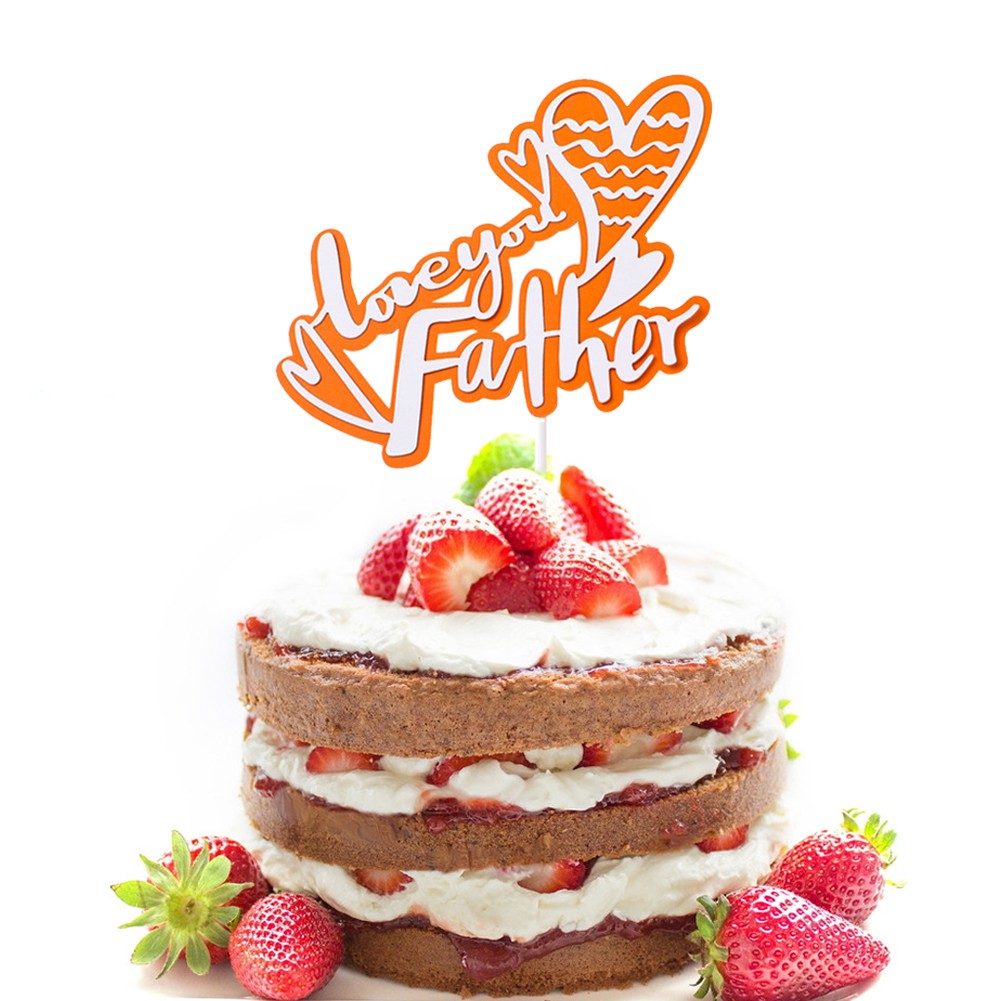 Topper Kue Desain I Love Mom/Dad Bahan Kertas Untuk Dekorasi Pesta Ulang Tahun